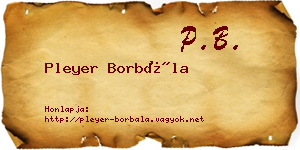 Pleyer Borbála névjegykártya
